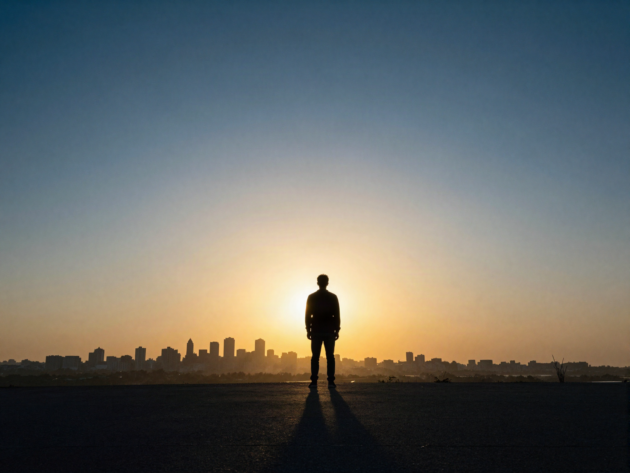 Wide horizon at dawn with a city skyline, representing iGEM's vision